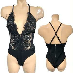 Windsor Black Lace Bodysuit Size S